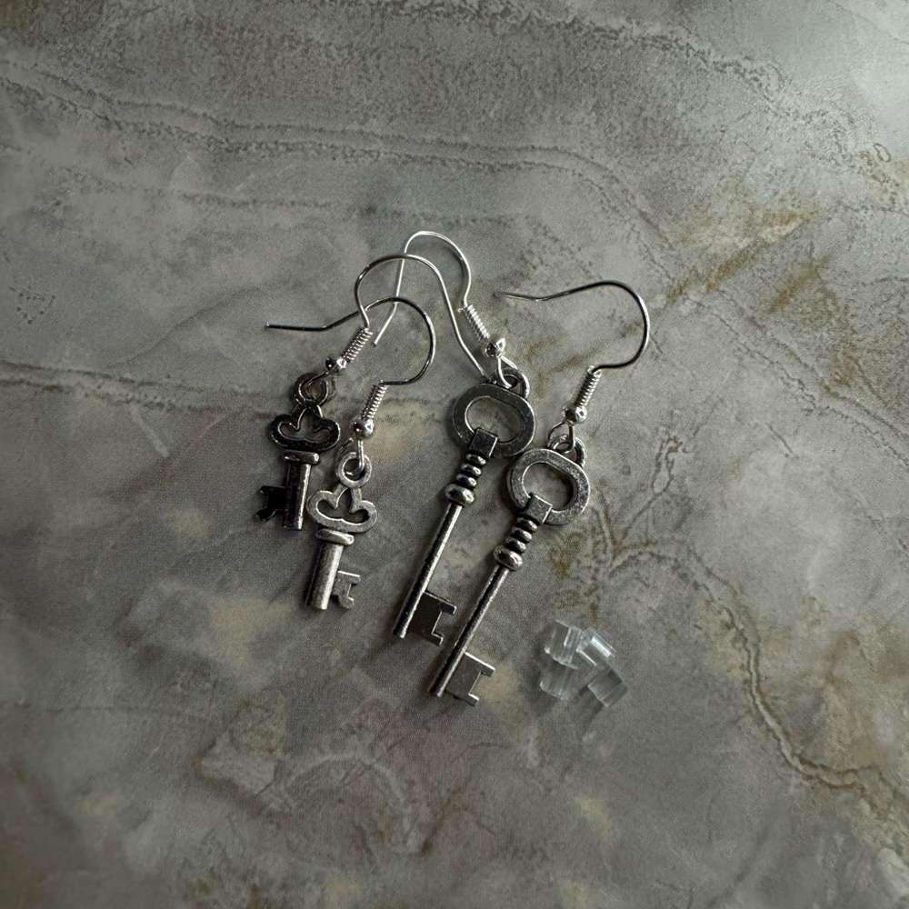 Vintage Silver Key Earrings
